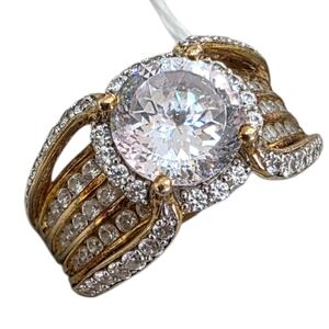 Sterling Silver Cubic Zirconia Bridge Ring Size 9 Engagement Ring